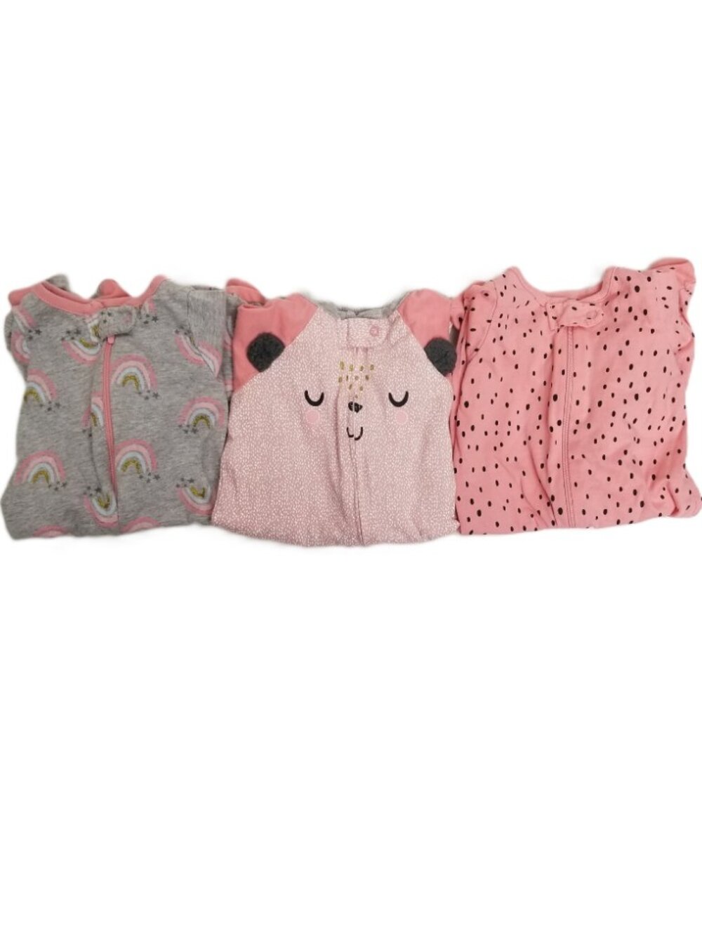 Gerber Newborn 3 Pack Footed Sleepers Pink Rainbow Lamb Cotton NWOT